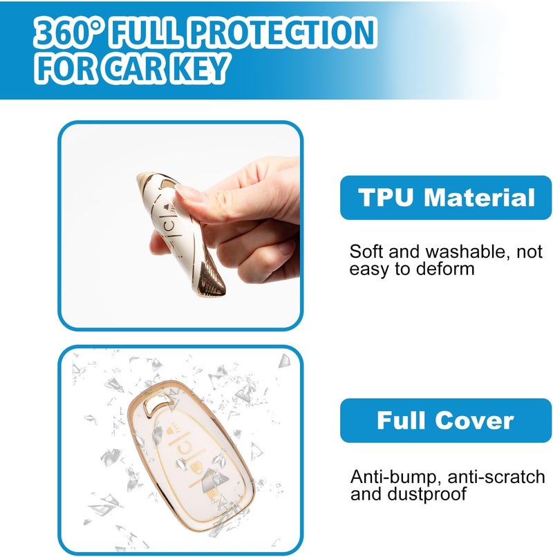 Rislobx Key Fob Cover Fit for Chevy Key, Car Key Case Protector for Volt Bolt Spark Equinox Traverse Trax (4 Buttons White) - Image 5